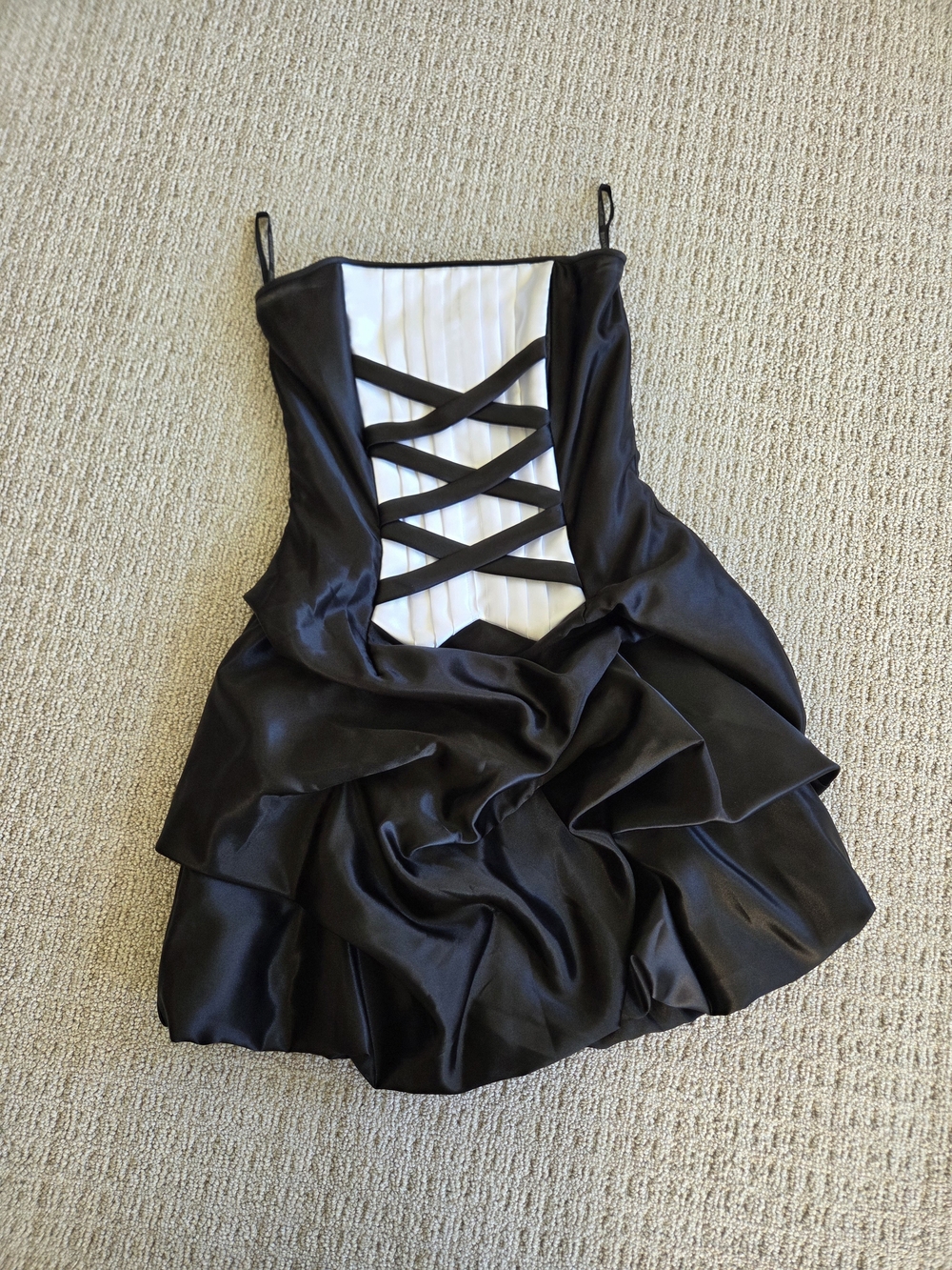 Vintage Jessica McClintock Black Satin Mini Dress, Corset Tuxedo, Size 5